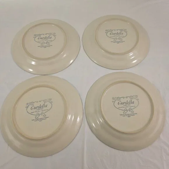 Cordella Bluet Hand Decorated 7 ¾” Stoneware Salad Luncheon Plates – Set of 4 - Picture 10 of 12
